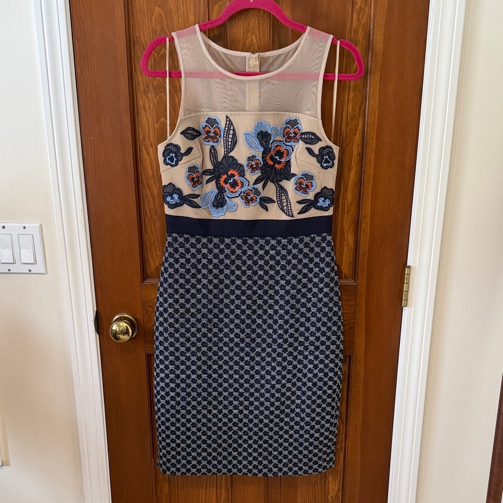 Moulinette Soeurs Blue and Beige Floral Midi Dress